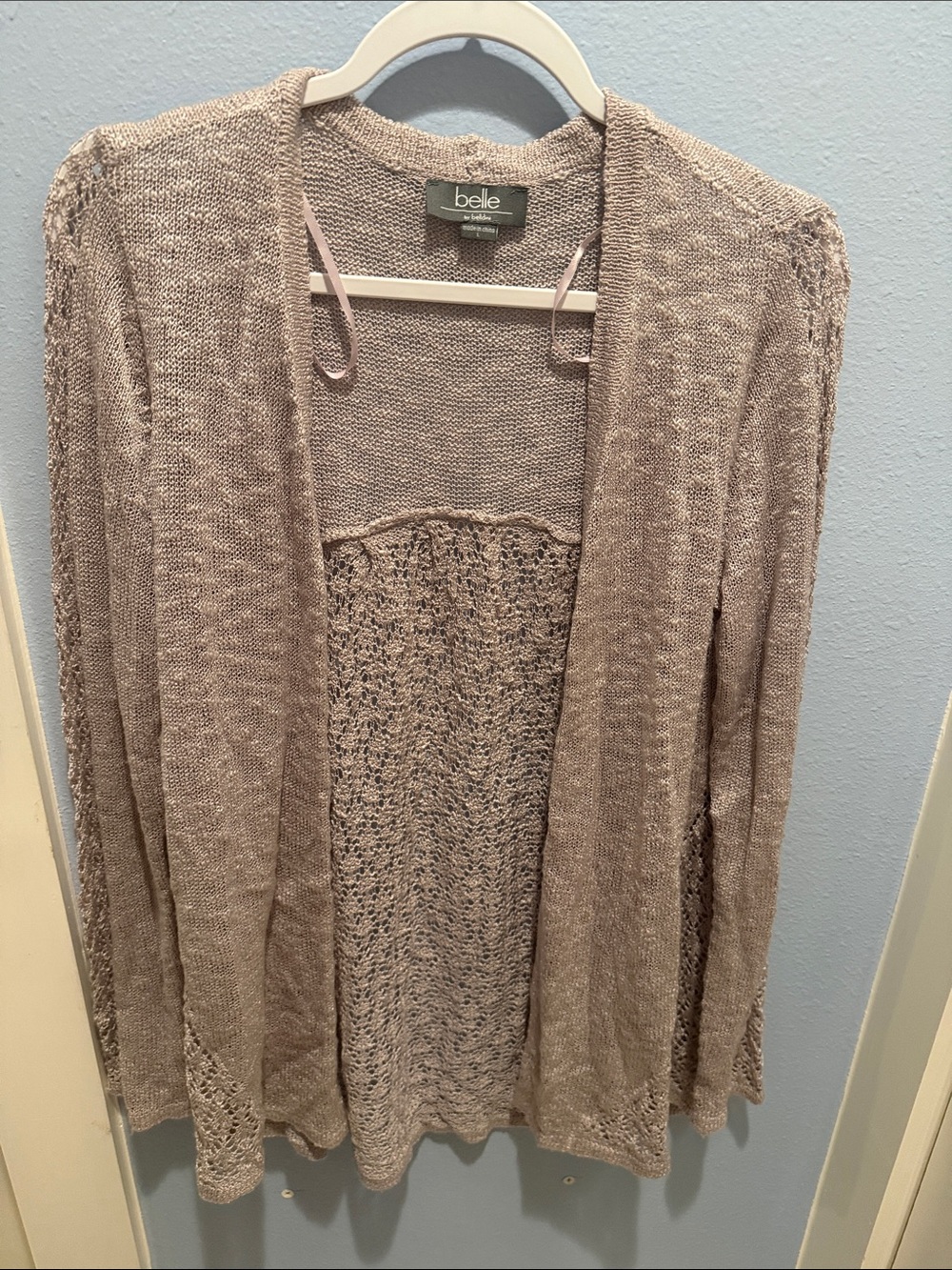 Open-Front Knit Cardigans Bundle of 2 in Taupe Beige & Leopard Print